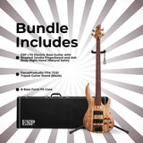 ESP LTD B-204SM Bass Guitar - Natural Satin with Hardshell Case and Stand