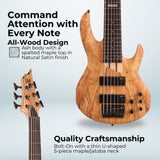 ESP LTD B-206SM Bass Guitar - Natural Satin with Hardshell Case and Stand