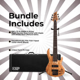 ESP LTD B-206SM Bass Guitar - Natural Satin with Hardshell Case and Stand