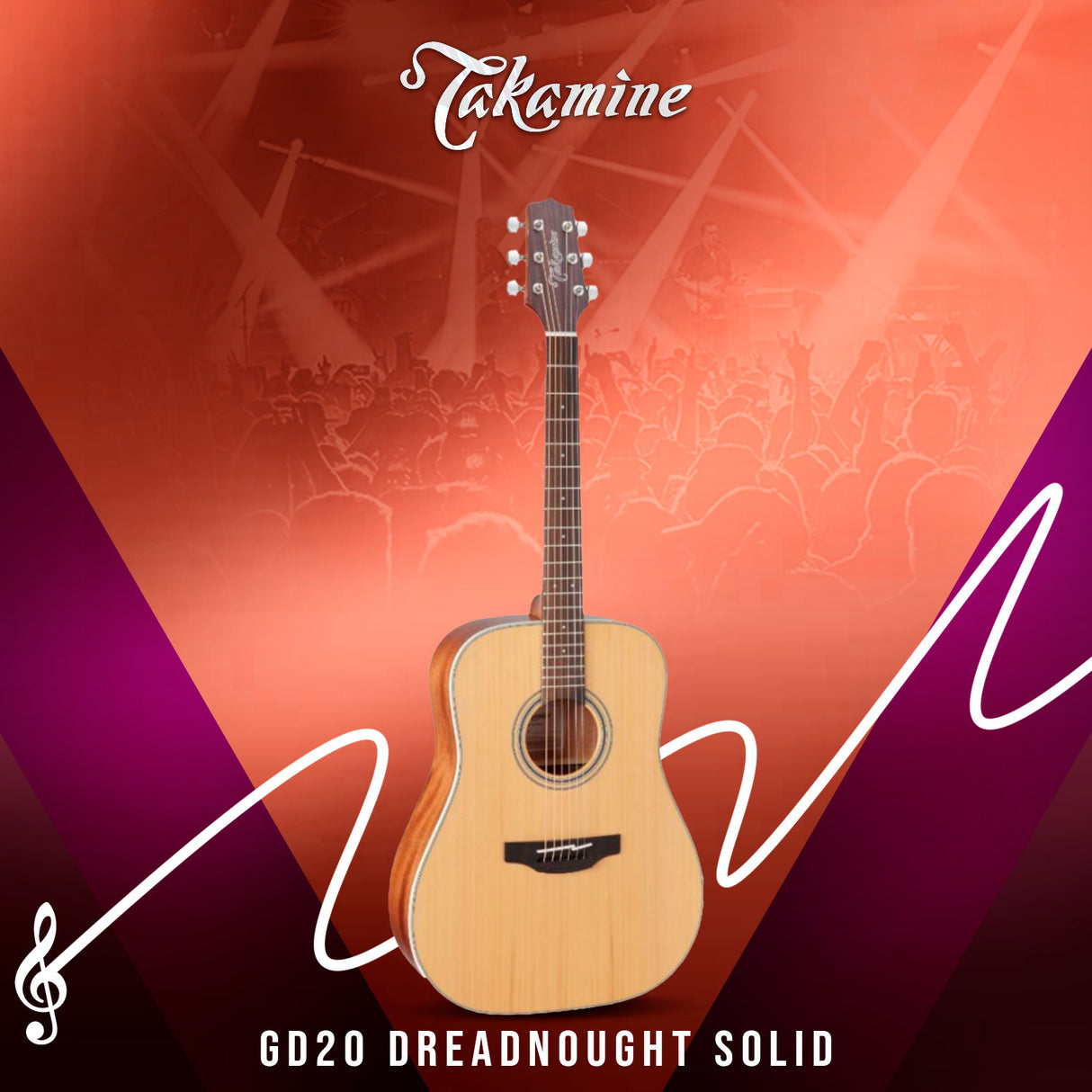 Takamine G Series GD20 Dreadnought Acoustic Guitar Satin Natural with Gigbag