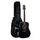Takamine GD30-BLK Dreadnought Acoustic Guitar, Black with Gigbag
