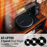 Audio-Technica AT-LP70X-BZ Fully Auto Belt-Drive Turntable & Studio Monitors