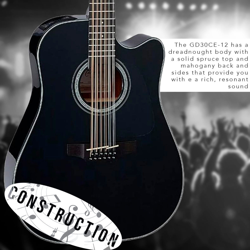 Takamine G Series GD30CE-12 12-String Acoustic-Electric Guitar with Case
