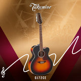 Takamine GJ72CE-12 G Series 12-String Acoustic-Electric Guitar with Stand, Tuner