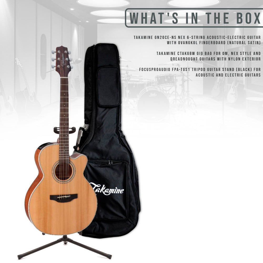 Takamine GN20CE-NS NEX Acoustic-Electric Guitar with Case and stand