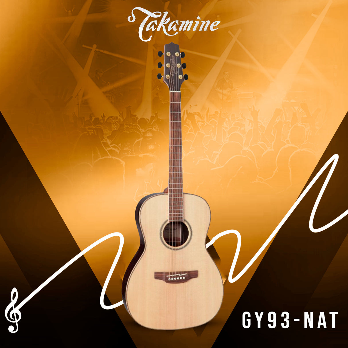 Takamine GY93-NAT New Yorker Acoustic Guitar, Natural with stand and tuner