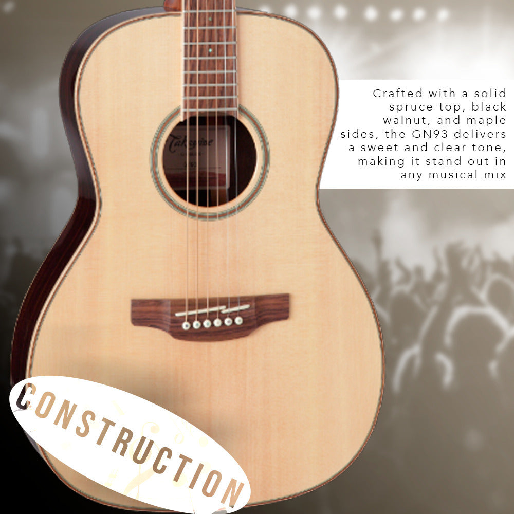 Takamine GY93-NAT New Yorker Acoustic Guitar, Natural with stand and tuner