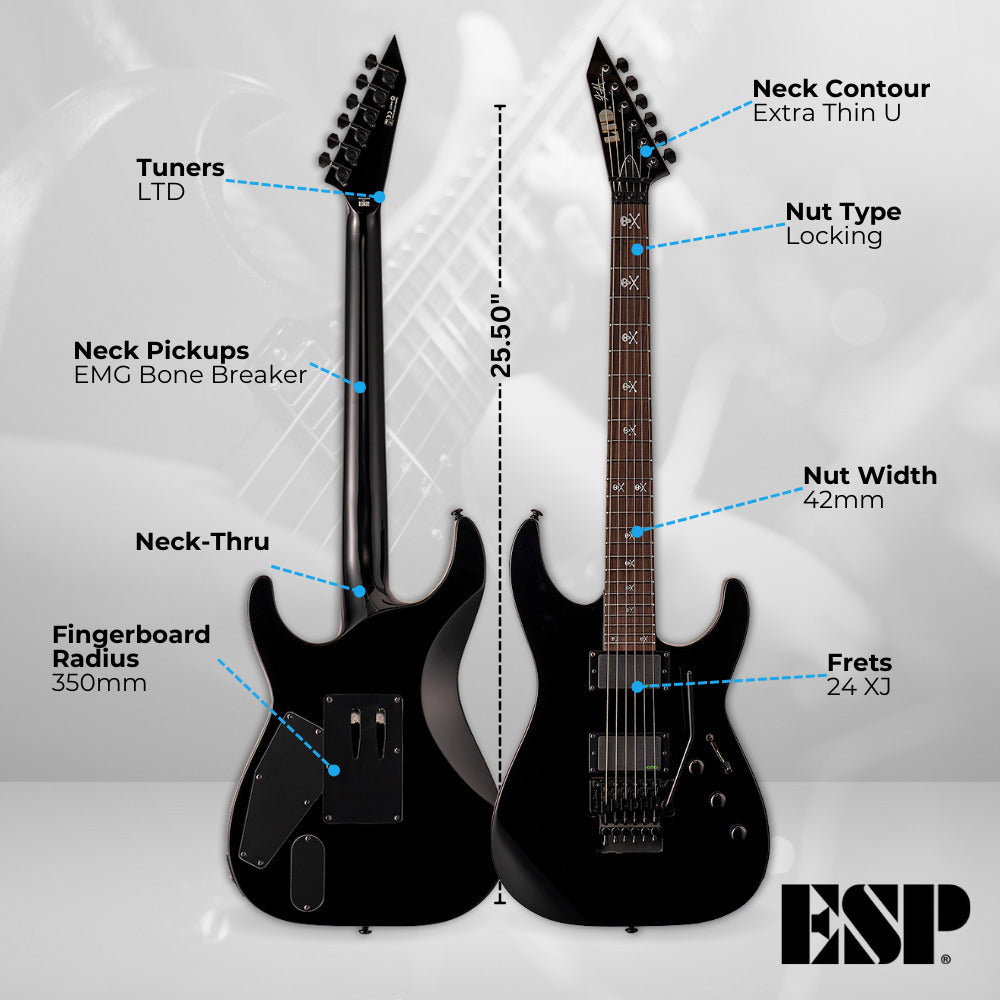ESP LTD Kirk Hammett Signature KH-602 - Black with Stand, Tuner and Strings