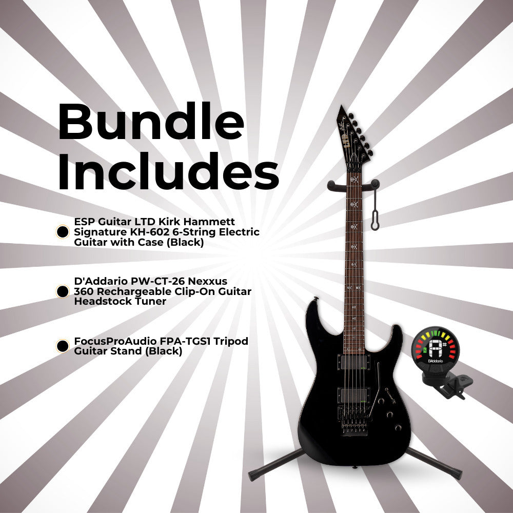 ESP LTD Kirk Hammett Signature KH-602 - Black with Stand, Tuner and Strings