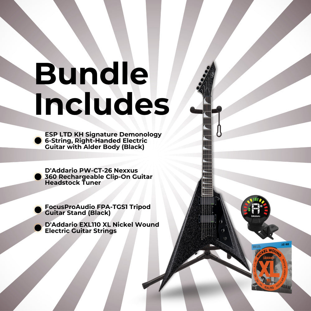 ESP LTD KH-V Kirk Hammett Signature Electric Guitar (Black) with Accessories