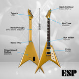 ESP LTD KH-V Kirk Hammett Signature Electric Guitar (Gold) with Accessories