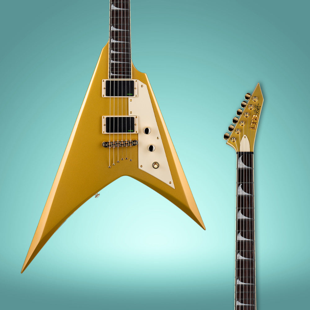 ESP LTD KH-V Kirk Hammett Signature Electric Guitar (Gold) with Accessories