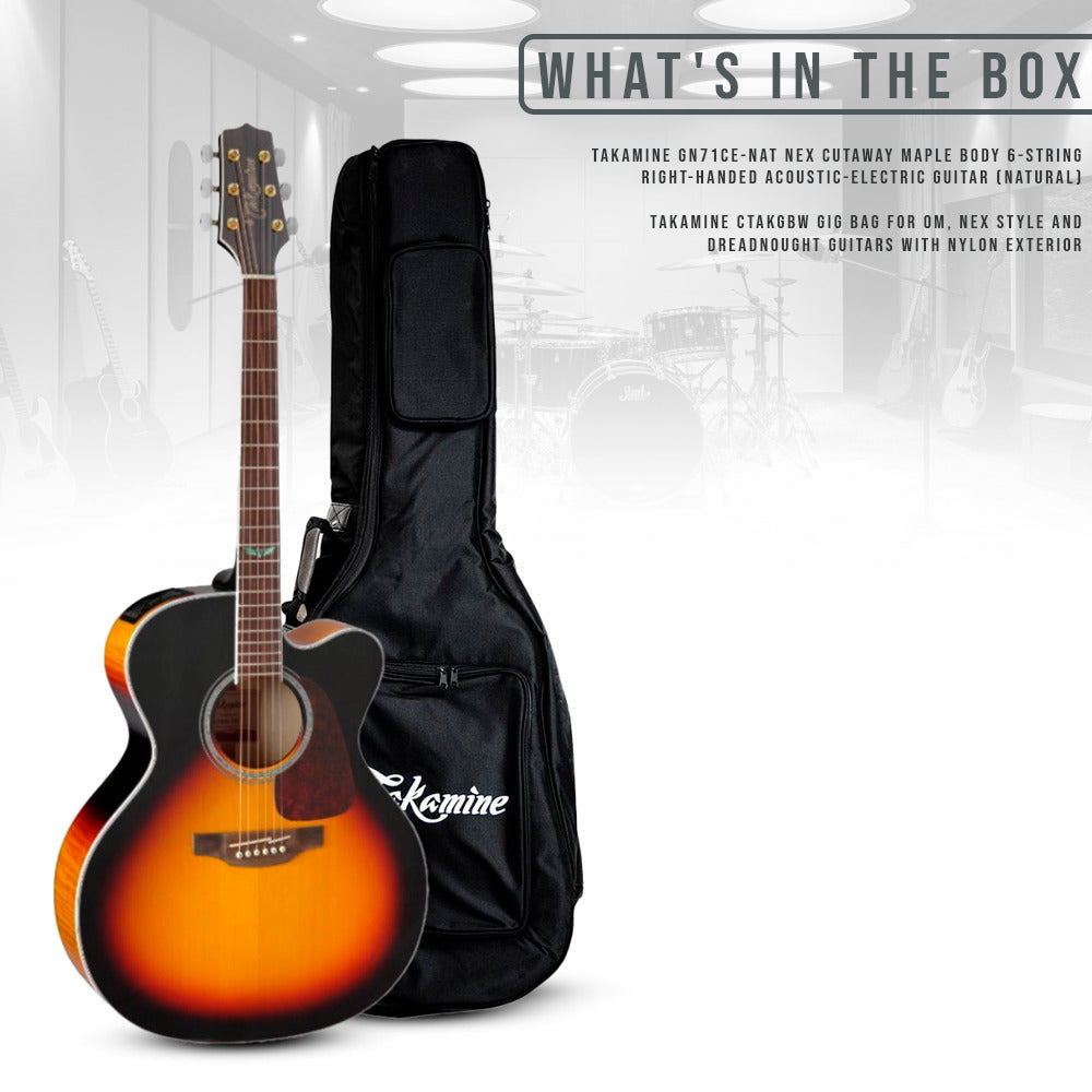 Takamine 6 String Acoustic-Electric Guitar (GJ72CE-BSB) with Case and stand