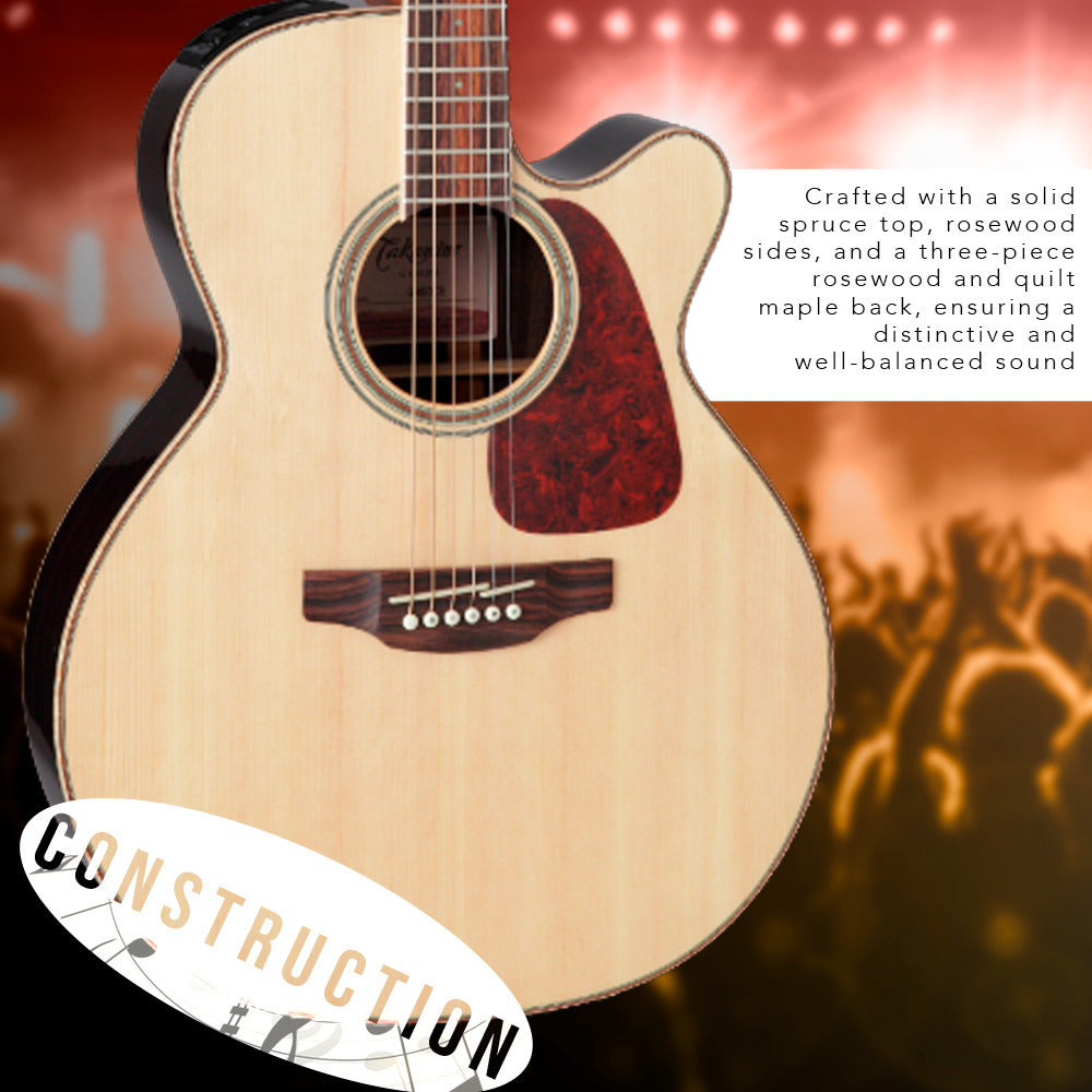 Takamine GN93CE-NAT Nex Cutaway Acoustic-Electric Guitar, Natural with Gig Bag