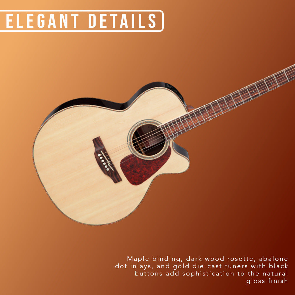 Takamine GN93CE-NAT Nex Cutaway Acoustic-Electric Guitar, Natural with Gig Bag