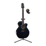 Takamine G Series GN30CE NEX Acoustic-Electric Guitar Black with stand and tuner