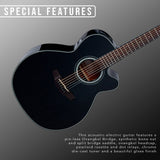 Takamine G Series GN30CE NEX Acoustic-Electric Guitar Black with stand and tuner