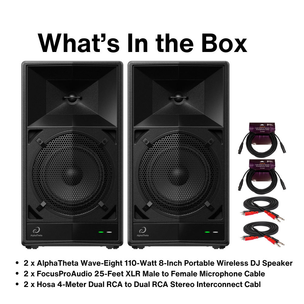 AlphaTheta Wave-Eight 110W 8 in. Portable DJ Speaker (Pair)
