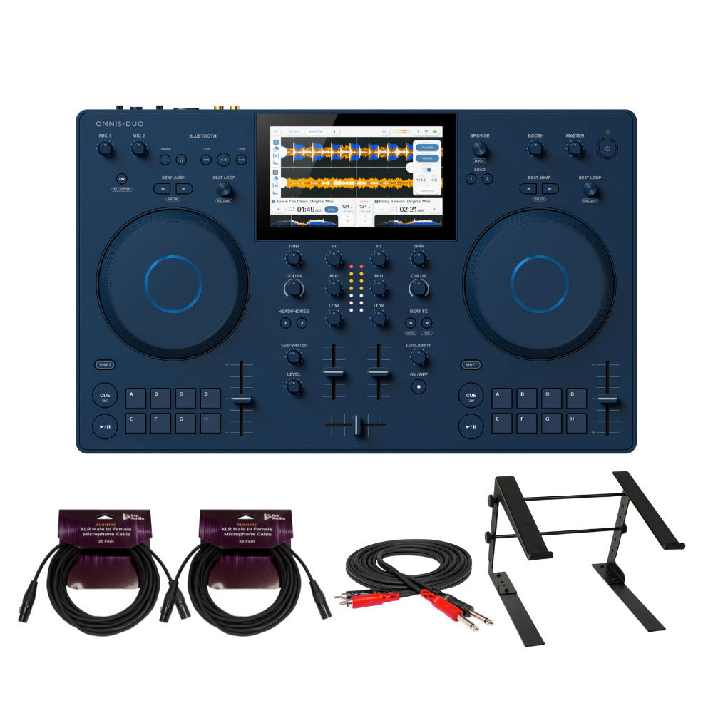 AlphaTheta Omnis Duo All-In-One Portable DJ System w Laptop Stand,XLR,RCA Cable