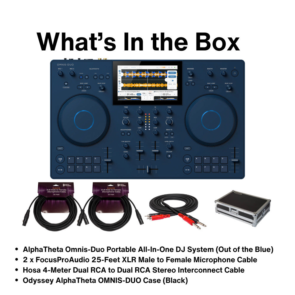 AlphaTheta Omnis Duo All-In-One Portable DJ System, Flight Case and Cables Kit