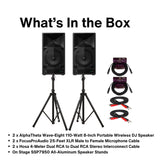 AlphaTheta Wave-Eight 110W 8 in. Portable DJ Speaker (Pair) Bundle