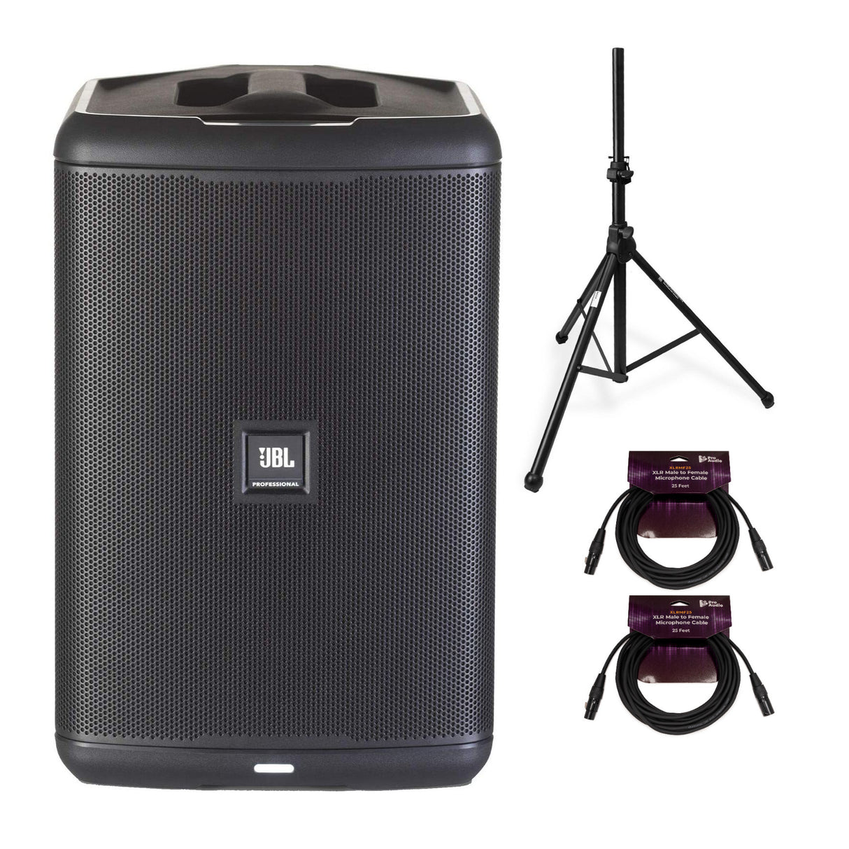 JBL EON ONE Compact PA Speaker Bundle with Knox Gear Tripod Stand and XLR Cables