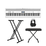Roland FP-60X-WH 88-Key Digital Piano (White) with Stand, Bench, and Headphones