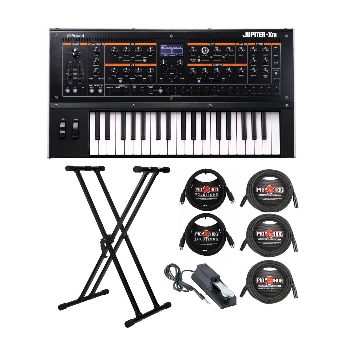 Roland JUPITER-XM 37-Note Slim Keyboard Synthesizer with Bluetooth MIDI Bundle