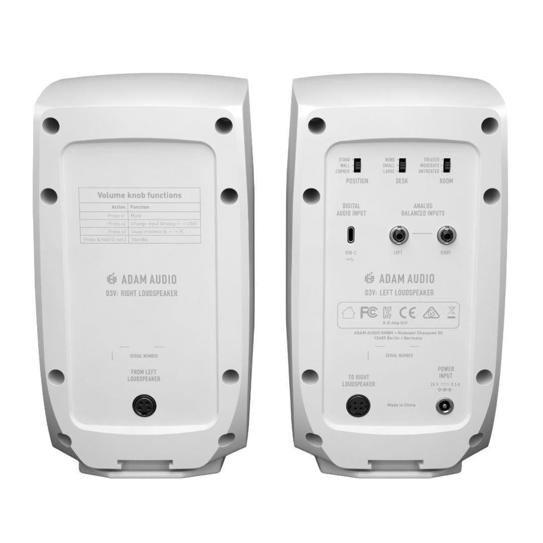 ADAM Audio D3V Active Desktop Monitoring System with USB-C - Pair (White)