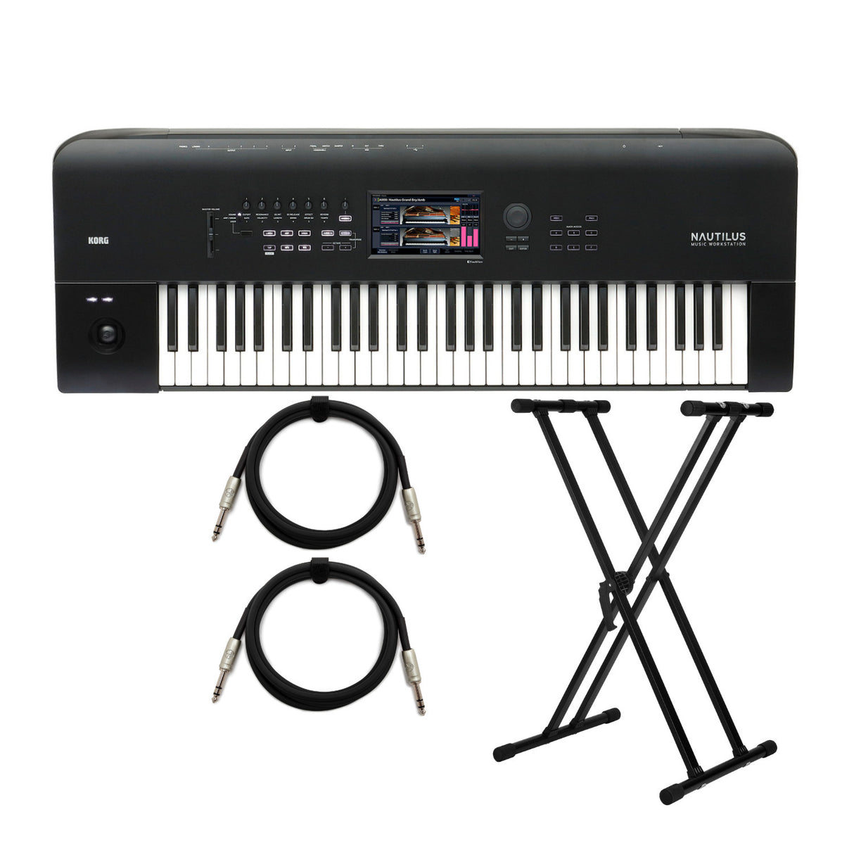 Korg NAUTILUS 61-Key Workstation Synthesizer with Stand and Cable (2-Pack)