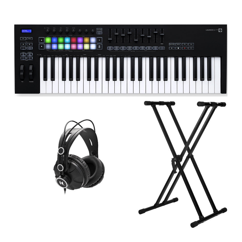 Novation Launchkey MK3 49-Key USB MIDI Controller Bundle with Headphones & Stand