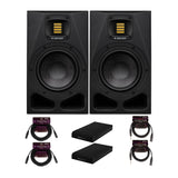 Adam Audio A4V Powered Two Way Studio Monitor 2 Pack with Isolation Pads Bundle