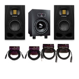 ADAM Audio A4V 2 Way Studio Monitor (Pair) with Subwoofer and Cables Bundle