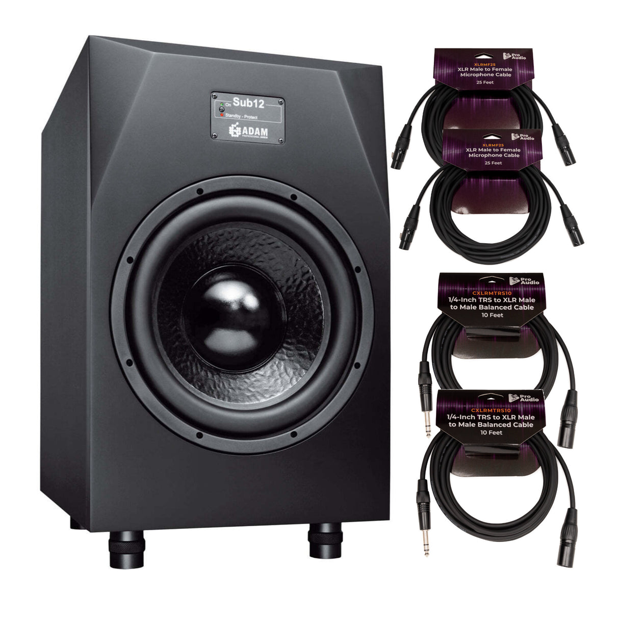 Adam Audio Sub12 12 Inch Powered Studio Subwoofer Bundle