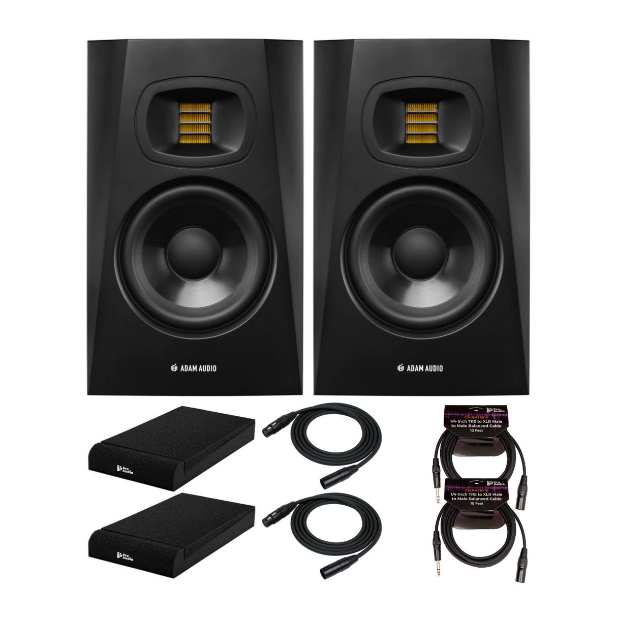 Adam Audio T7V 7-Inch Powered Studio Monitor (2-Pack) with Pads and Cables