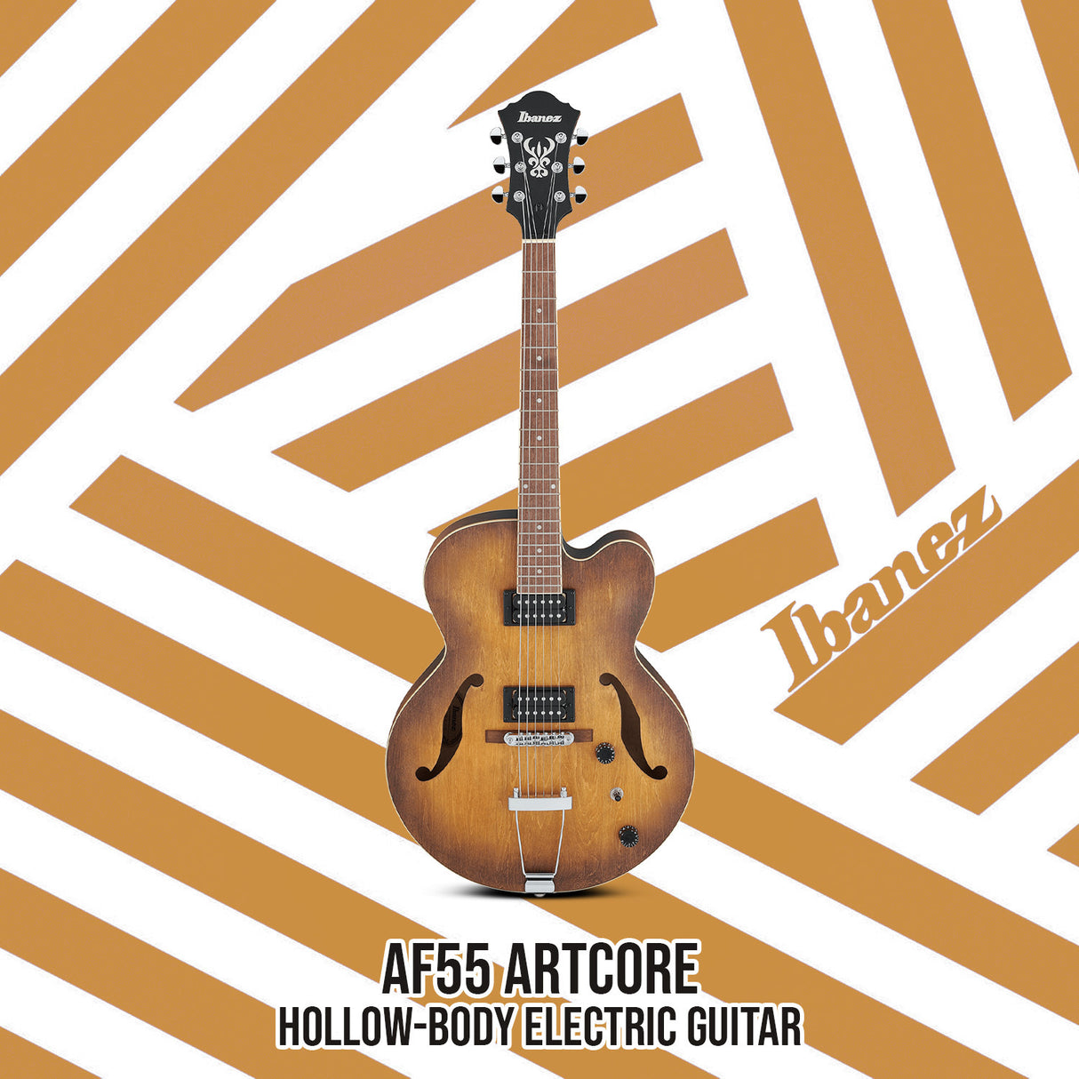 Ibanez AF55 Artcore Hollow-Body Electric Guitar (Tobacco Flat) with Case