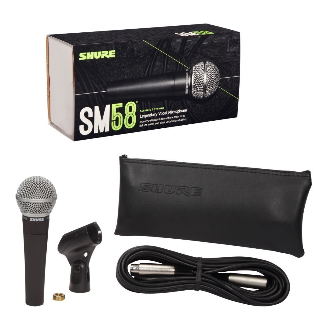 Shure SM58-CN Cardioid Dynamic Vocal Microphone with 25' XLR, Shock mount Bundle