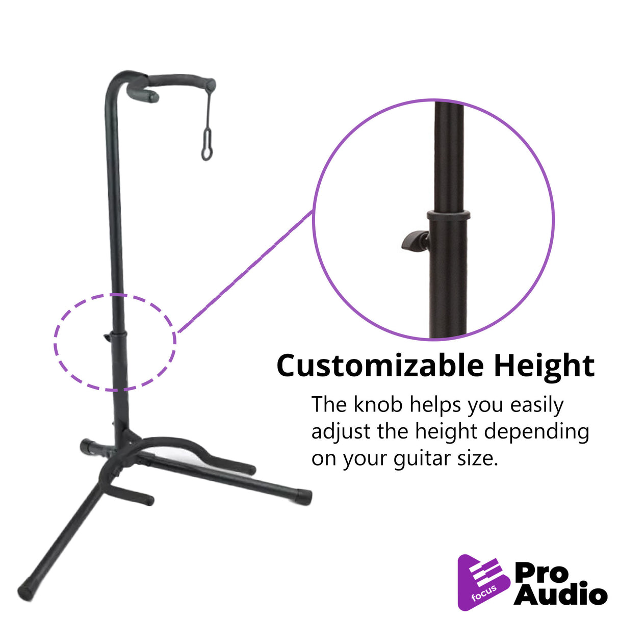 FocusProAudio FPA-TGS1 Tripod Acoustic and Electric Guitar Stand (Black)