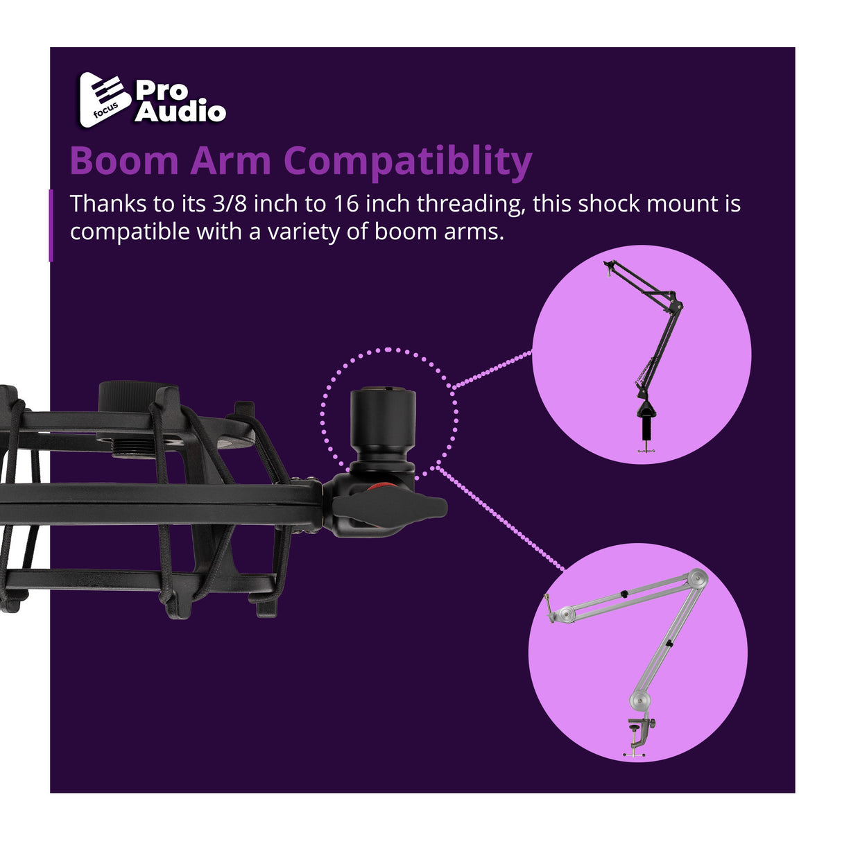 FocusProAudio Shock Mount for Blue Yeti and Yeti Pro Microphones (Black)