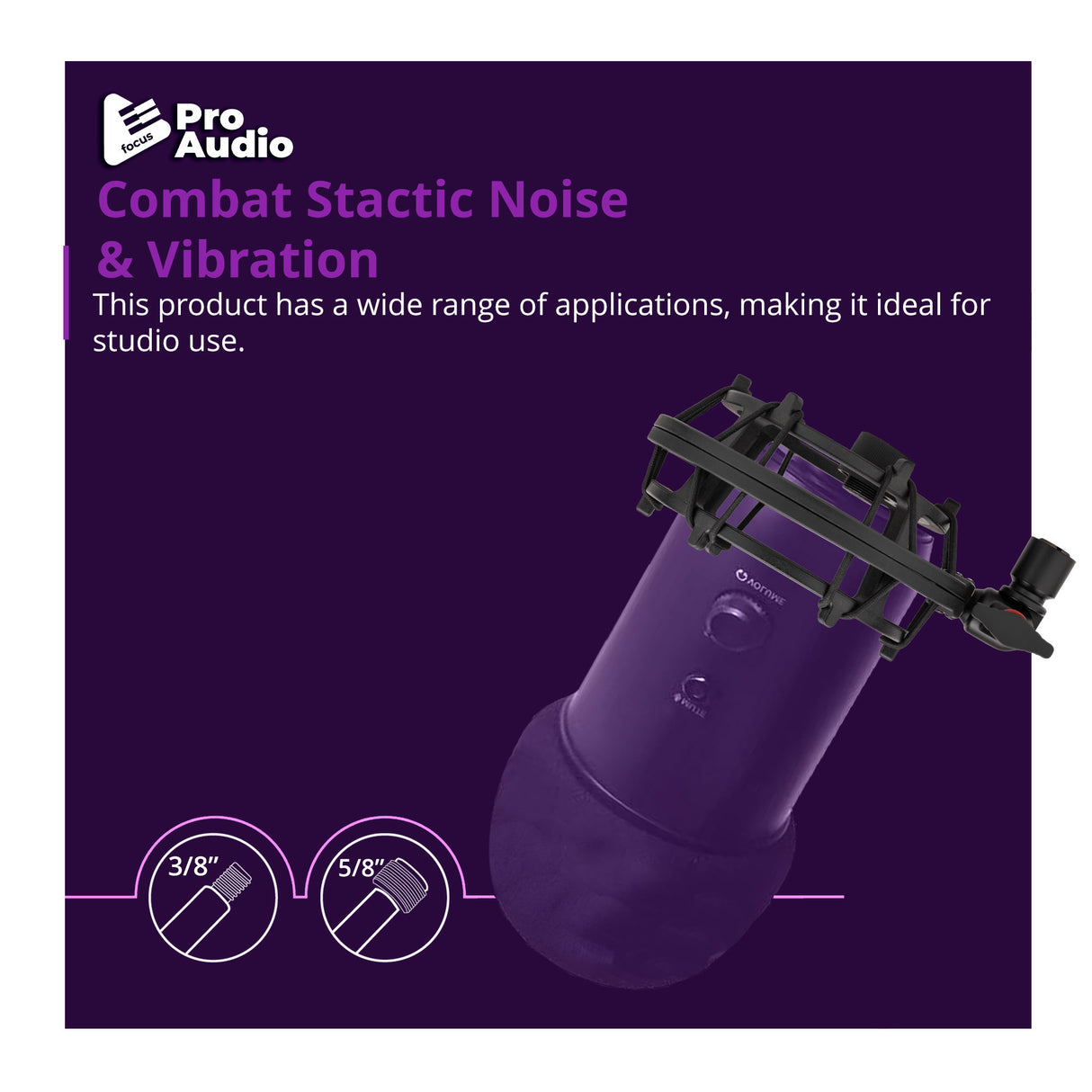 FocusProAudio Shock Mount for Blue Yeti and Yeti Pro Microphones (Black)