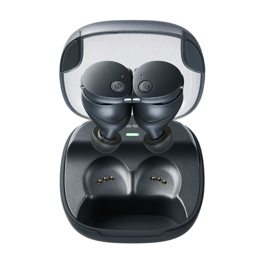 Audio-Technica ATH CKS50TW2 Water Resistant Dustproof Black Wireless Earbuds