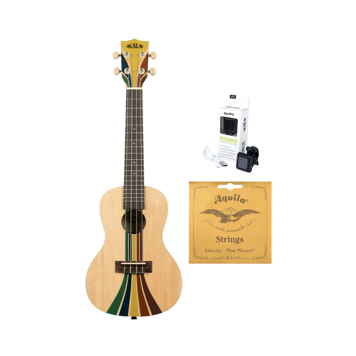 Kala Riptide Surfboard Ukulele (Mahogany) with Chromatic Tuner and Strings