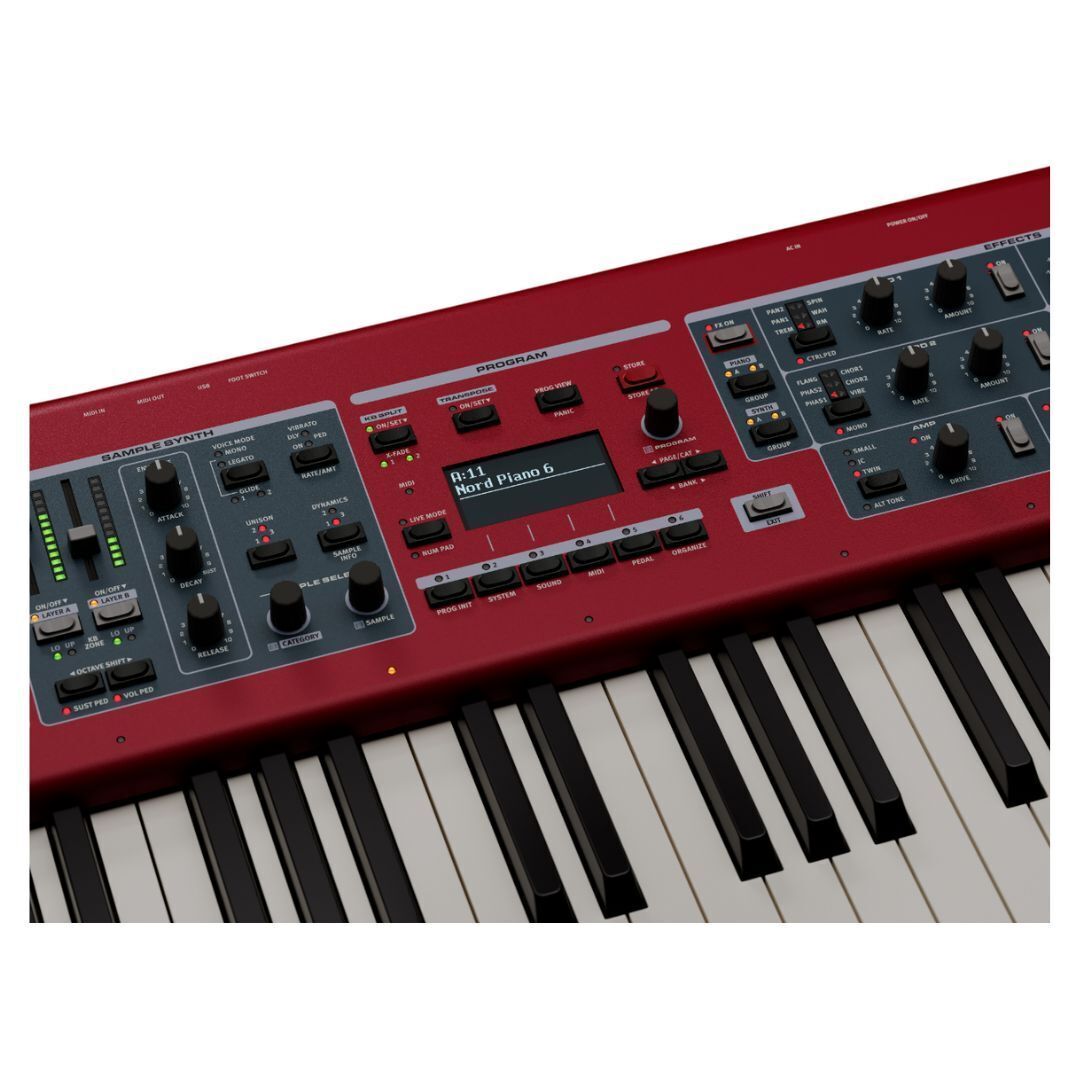 Nord Piano 6 Portable Piano with 73-Key Triple Sensor Hammer Action Keybed and LED Faders (Red)