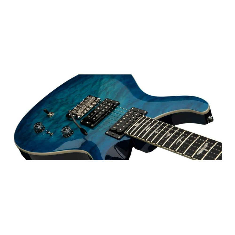 PRS SE 24 8 Custom Quilt Top 6 String Right Handed Lake Blue Electric Guitar