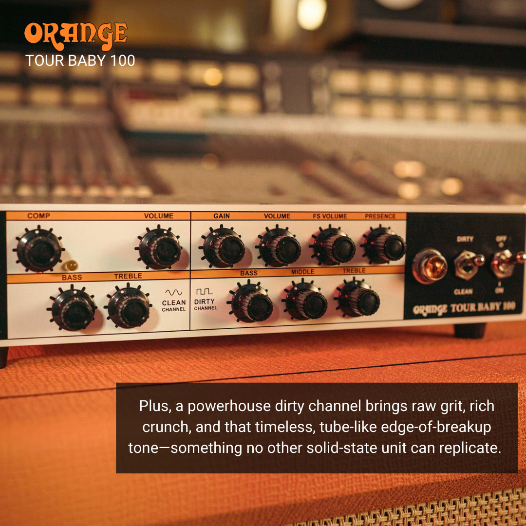 Orange Tour Baby 100 Portable 2 Channel Guitar White Amplifier Head Bundle