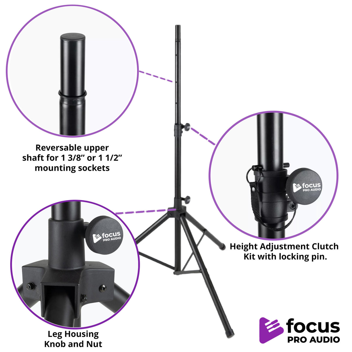 Focus Pro Audio All-Aluminum Speaker Stand Pack