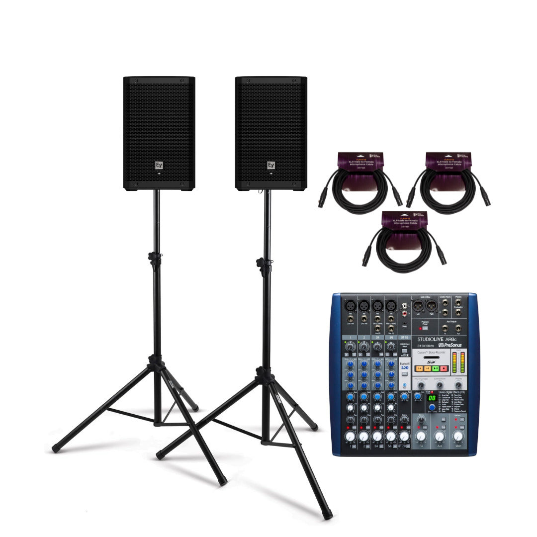 Electro Voice ZLX 8P G2 8 Inch 2 Way Powered Black 2 Pack Loudspeaker Bundle