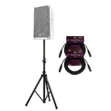 Electro Voice ELX200 12P W 1200W White Loudspeaker and Speaker Stand Bundle