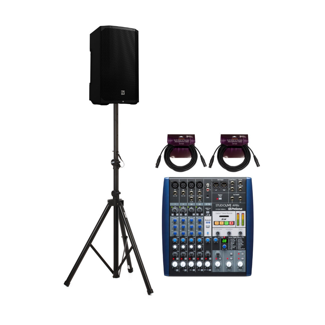 Electro Voice EVERSE 12 12 Inch Weatherized Black Loudspeaker with Mixer Bundle