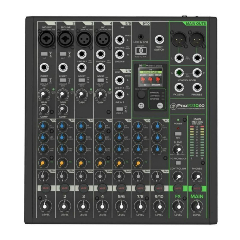 Mackie ProFX10 GO Battery Powered 10 Channel Analog Audio Mixer with Bluetooth